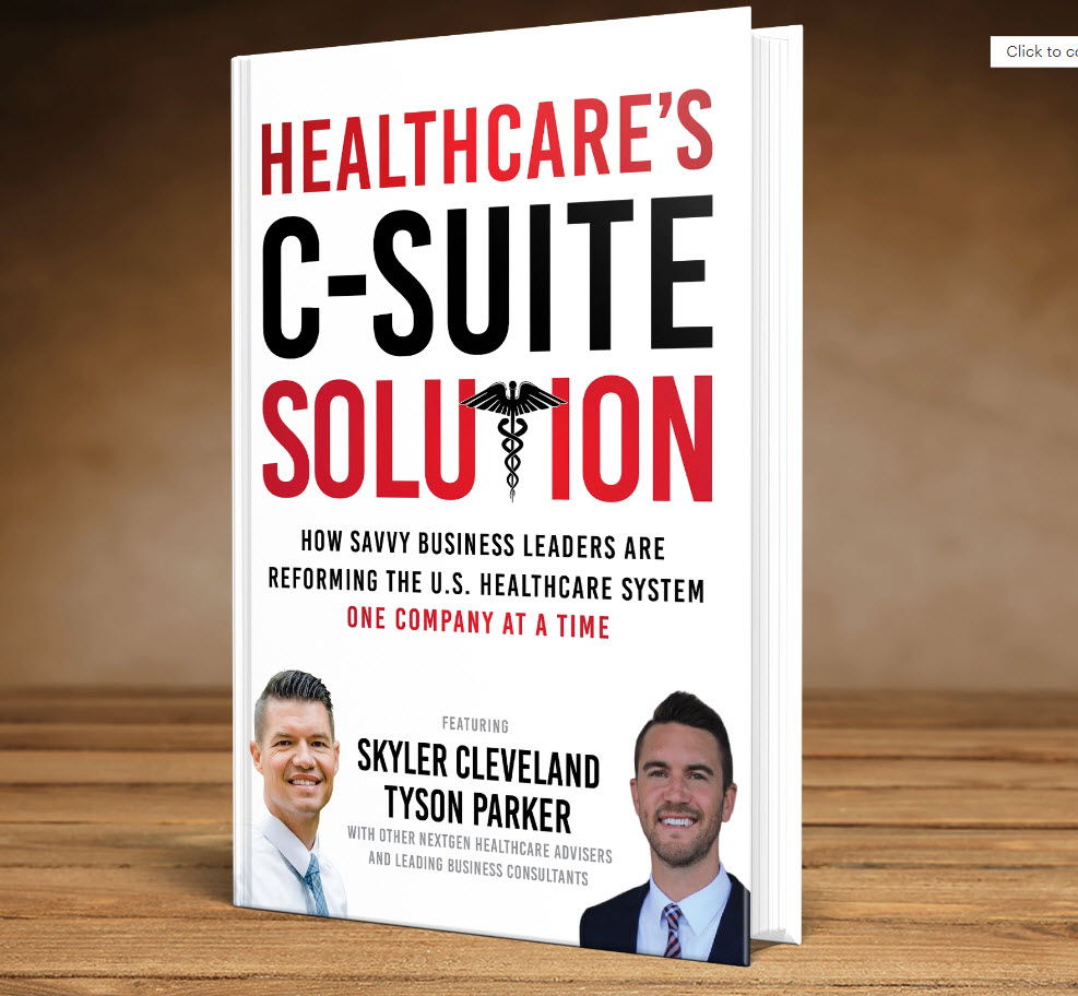 Healthcare's C-Suite Solution book cover featuring Tyson Parker and Skyler Cleveland